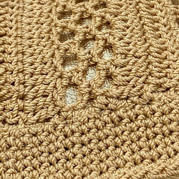 The Sak Womens Crocheted gold metallic underlay Crossbody Bag Beige beach boho - Picture 10 of 14